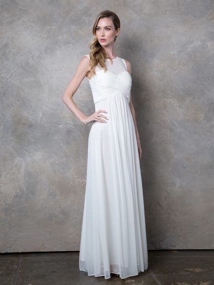 3153 | Stretch Chiffon Gown With Sweetheart Bodice and Empire Waist, Maternity Option