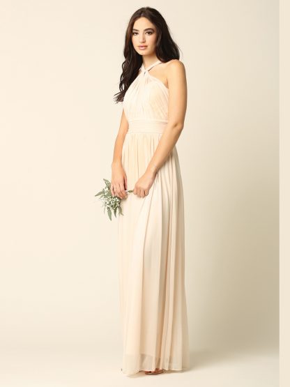 3206 | Twisted Halter Neckline Stretch Chiffon Gown - Image 8
