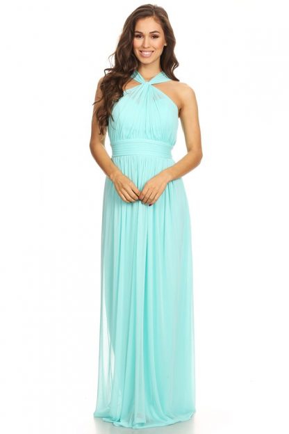 3206 | Twisted Halter Neckline Stretch Chiffon Gown - Image 15