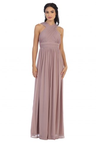 3280 - Criss-Cross Halter Stretch Chiffon Dress