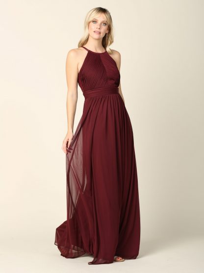 3281 - Halter Pleated Bridesmaid Dress - Image 5