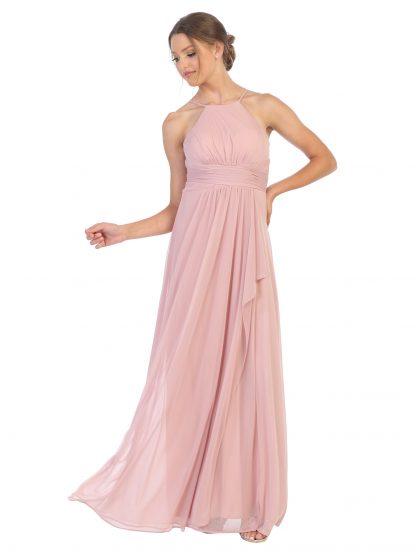 3282 - Halter Tie Back Chiffon Bridesmaid Dress - Image 10