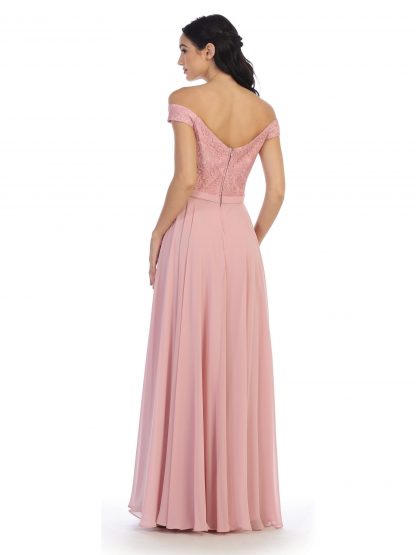 3283 - Off Shoulder Lace Bodice Dress With Chiffon Skirt - Image 14