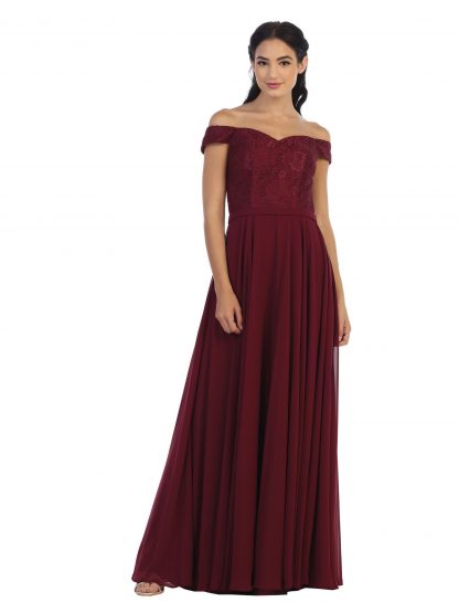 3283 - Off Shoulder Lace Bodice Dress With Chiffon Skirt - Image 15
