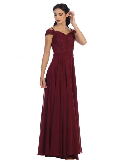 3283 - Off Shoulder Lace Bodice Dress With Chiffon Skirt - Image 16
