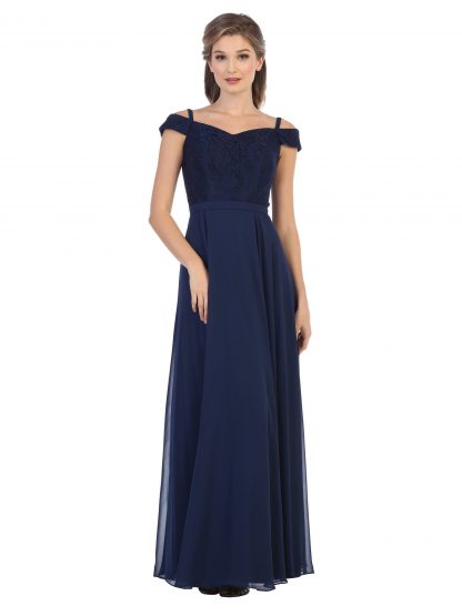 3283 - Off Shoulder Lace Bodice Dress With Chiffon Skirt - Image 18