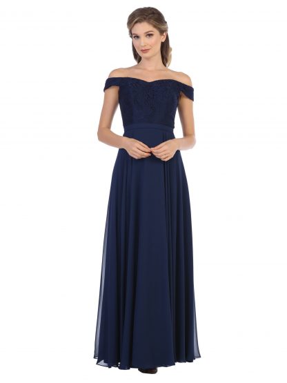 3283 - Off Shoulder Lace Bodice Dress With Chiffon Skirt - Image 19