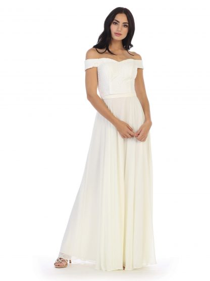 3283 - Off Shoulder Lace Bodice Dress With Chiffon Skirt - Image 17