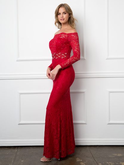 3287 - Lace Off Shoulder Illusion Dress - Image 2