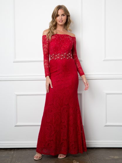 3287 - Lace Off Shoulder Illusion Dress