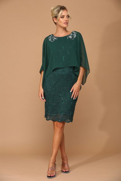 3296 - Short Mama Lace Dress W Cape - Image 4