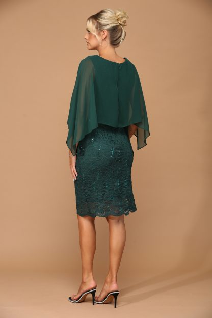 3296 - Short Mama Lace Dress W Cape - Image 3