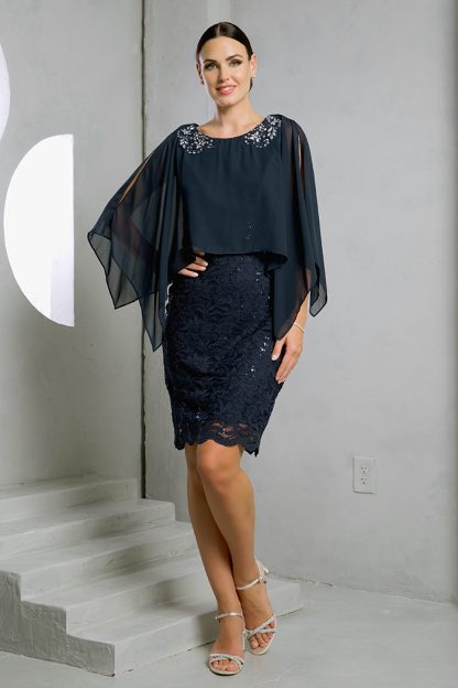 3296 - Short Mama Lace Dress W Cape