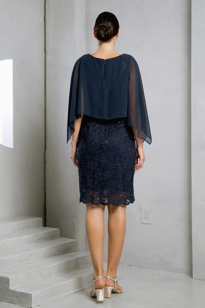 3296 - Short Mama Lace Dress W Cape - Image 10