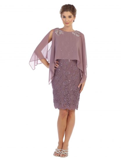3296 - Short Mama Lace Dress W Cape - Image 8