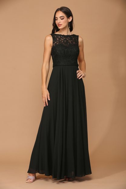 3299 - Sleeveless Lace And Chiffon Bm Dress