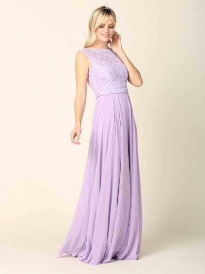 3299 - Sleeveless Lace And Chiffon Bm Dress - Image 7