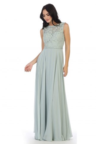 3299 - Sleeveless Lace And Chiffon Bm Dress