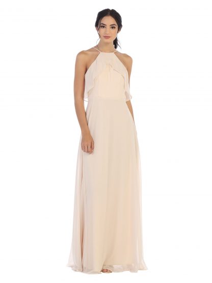 3315 - Ruffle Halter Chiffon Bridesmaid Gown - Image 15