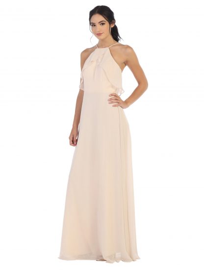 3315 - Ruffle Halter Chiffon Bridesmaid Gown - Image 16