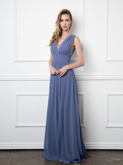 3329 - V-neck Front And Back Grecian Dress