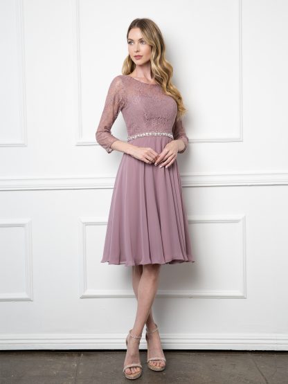 3340 - Short Dress W Belt 3/4 Sleeve