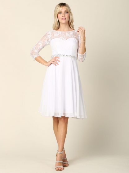 3340 - Short Dress W Belt 3/4 Sleeve - Image 2