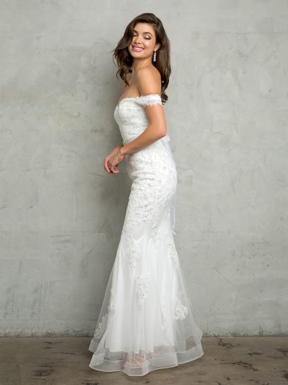 5154 - Off Shoulder Fit and Flare Gown With Appliques - Image 3