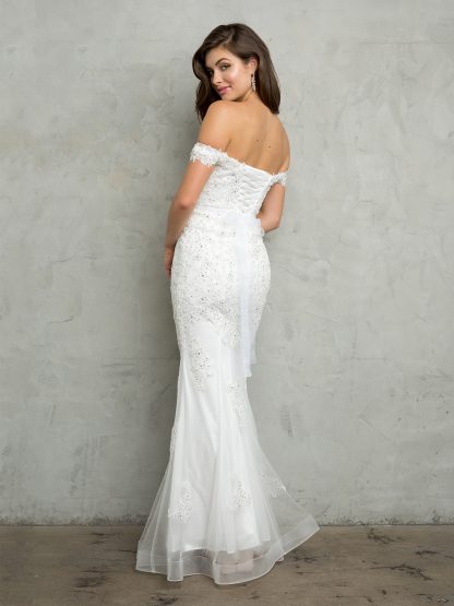 5154 - Off Shoulder Fit and Flare Gown With Appliques - Image 4