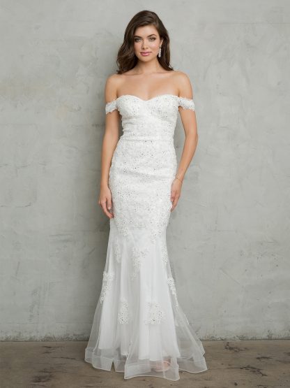 5154 - Off Shoulder Fit and Flare Gown With Appliques