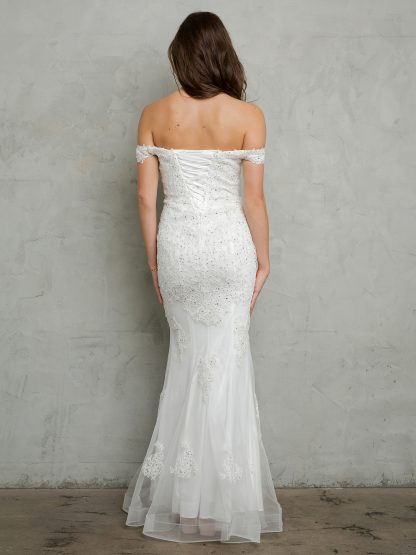 5154 - Off Shoulder Fit and Flare Gown With Appliques - Image 5
