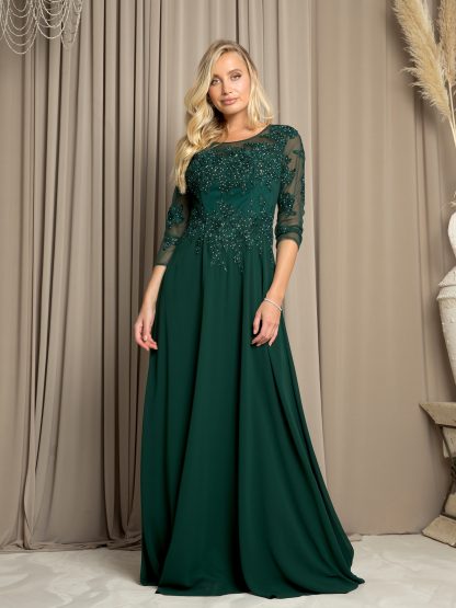 5164 - Mama Long Gown With 3/4 Sleeve - Image 4