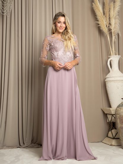 5164 - Mama Long Gown With 3/4 Sleeve