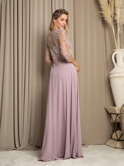 5164 - Mama Long Gown With 3/4 Sleeve - Image 2