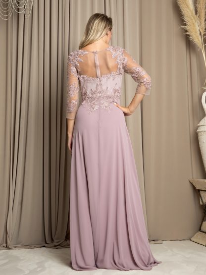 5164 - Mama Long Gown With 3/4 Sleeve - Image 3