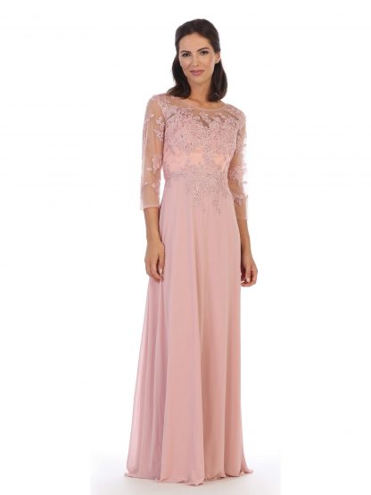 5164 - Mama Long Gown With 3/4 Sleeve - Image 9