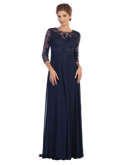 5164 - Mama Long Gown With 3/4 Sleeve - Image 11