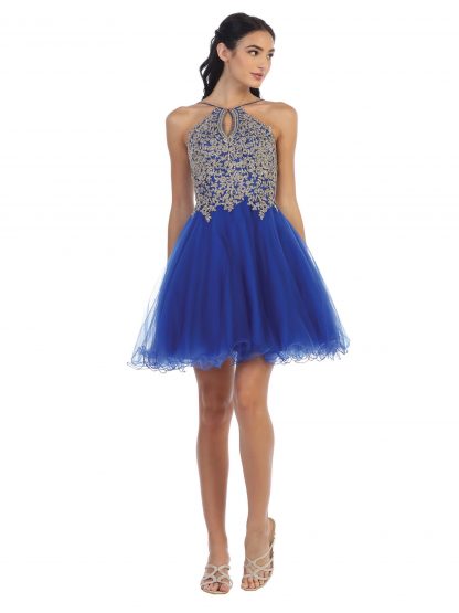 5170 - Short Tulle Dress With Halter Style Neckline and Embellished Bodice - Image 10