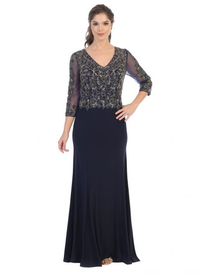 5178 - Mama Embroidered 3/4 Sleeve W Jersey Skirt - Image 3