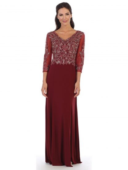 5178 - Mama Embroidered 3/4 Sleeve W Jersey Skirt
