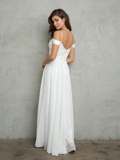 5183 - Pleated Off Shoulder Chiffon Gown - Image 2