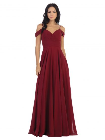 5183 - Pleated Off Shoulder Chiffon Gown - Image 17