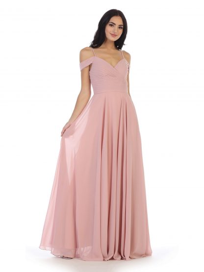 5183 - Pleated Off Shoulder Chiffon Gown - Image 15