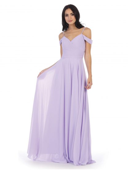 5183 - Pleated Off Shoulder Chiffon Gown - Image 16