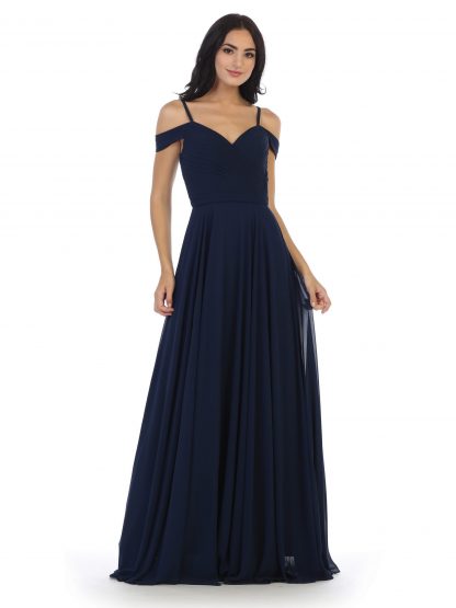 5183 - Pleated Off Shoulder Chiffon Gown - Image 18
