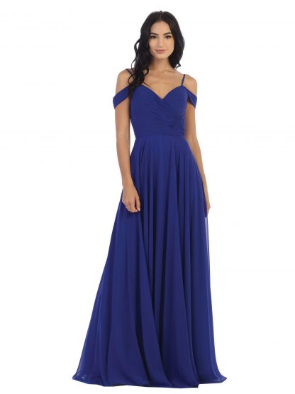 5183 - Pleated Off Shoulder Chiffon Gown - Image 19