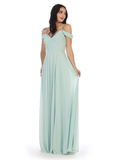 5183 - Pleated Off Shoulder Chiffon Gown - Image 12