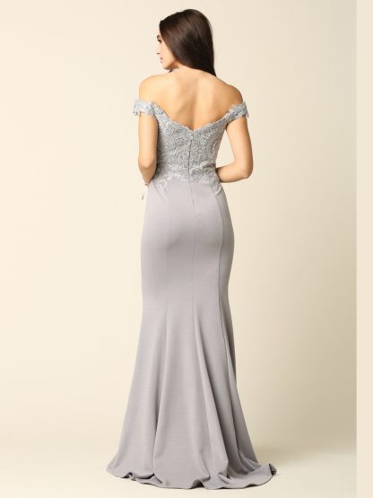 5193 - Off Shoulder Gown With Embroidered Bodice - Image 7