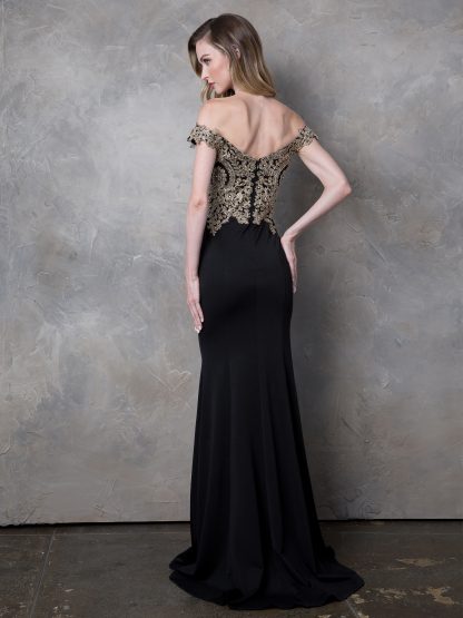 5193 - Off Shoulder Gown With Embroidered Bodice - Image 5