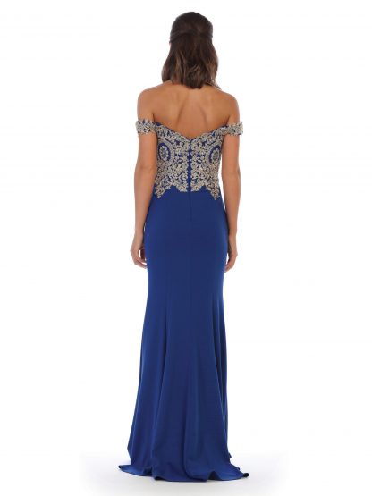 5193 - Off Shoulder Gown With Embroidered Bodice - Image 11